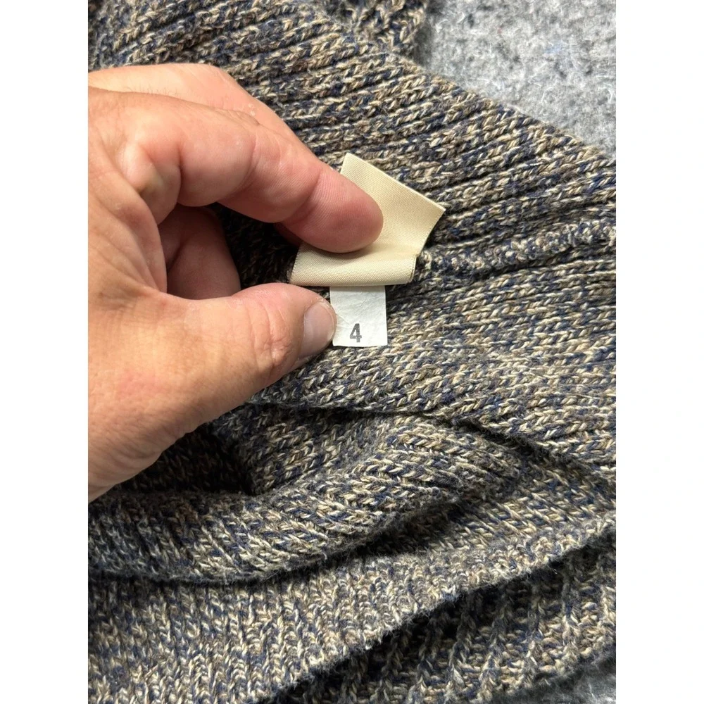 St Johns Bay Mens Large Tall Vintage Marled Knit Crewneck Sweater Brown Navy USA